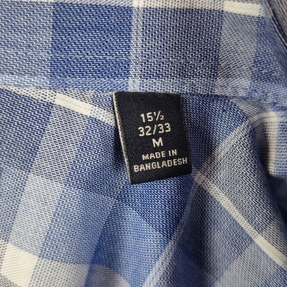 Tommy Hilfiger Shirt Mens Medium 15 1/2 32/33 Blue Plaid Long Sleeve Button Down - Picture 12 of 16